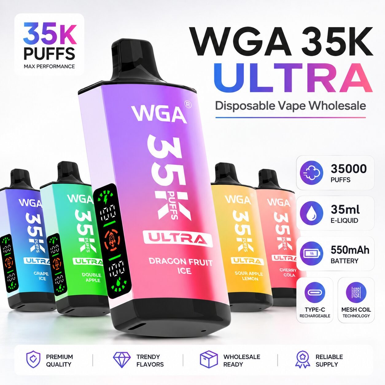 WGA Crystal ULTRS 35k PUFFS Disposable Vape Wholesale